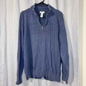 Dockers Men's 100% Cotton Quarter-Zip Pullover Sweater, Blue, Size XL